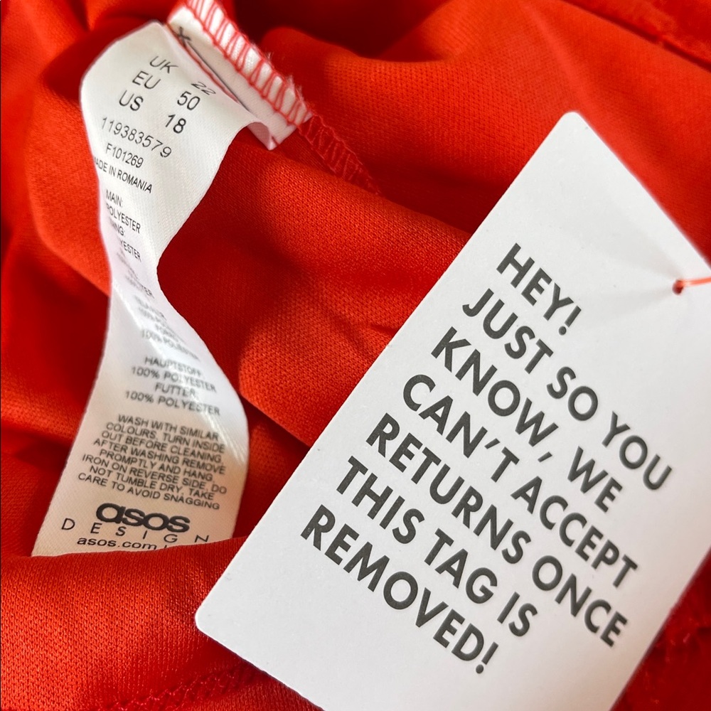 ❤️ NWT! ASOS CURVE Tomato Red Jacquard Sheer Belted Mini Dress - Picture 6 of 9